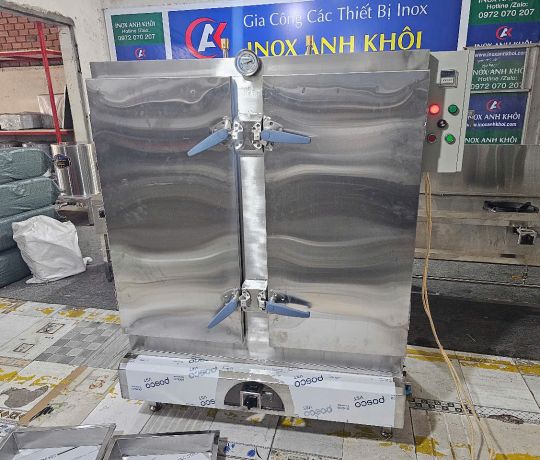 Tủ Hấp Cơm 100 kg Điện Và Ga Inox 304 THC09304