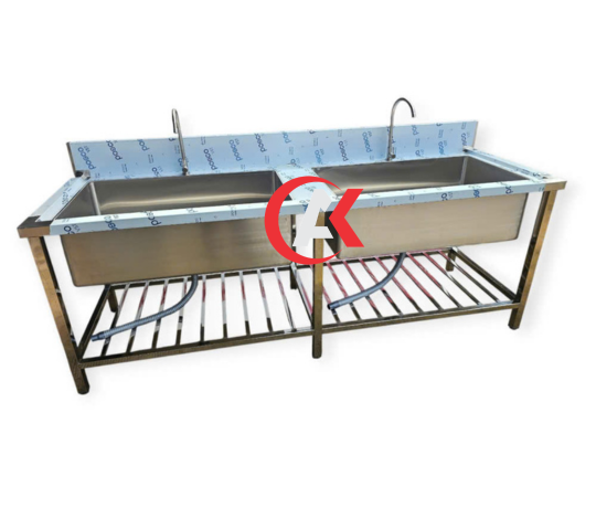 Chậu Rửa Inox 304 2 Ngăn Lớn Có Kệ Dưới C21