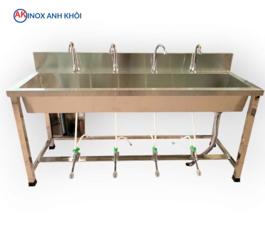 Máng Rửa Tay Van Đạp Chân 4 Vòi Inox 304 MRT09304