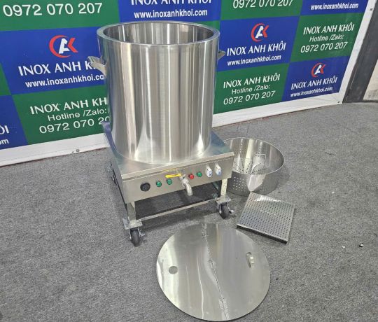 Nồi Nấu Điện 150 Lít Inox 304 Gắn Bánh Xe NND16304