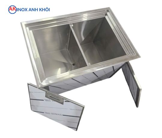 Thùng Đá Inox 304 Âm Quầy 2 Ngăn TDA01304