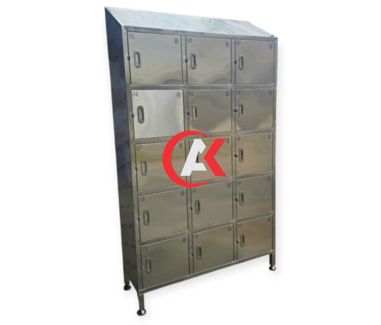 Tủ Locker Inox 304 15 Ngăn Mái Xéo Theo Yêu Cầu T24