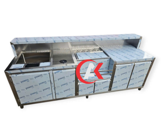 Quầy Pha Chế Inox 304 Cho Quán Cafe Dài 2500mm QP13