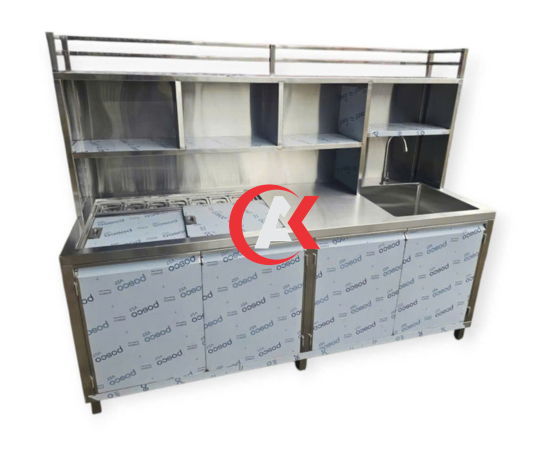 Gia Công Quầy Pha Chế Inox 304 Có Kệ Trên QP23
