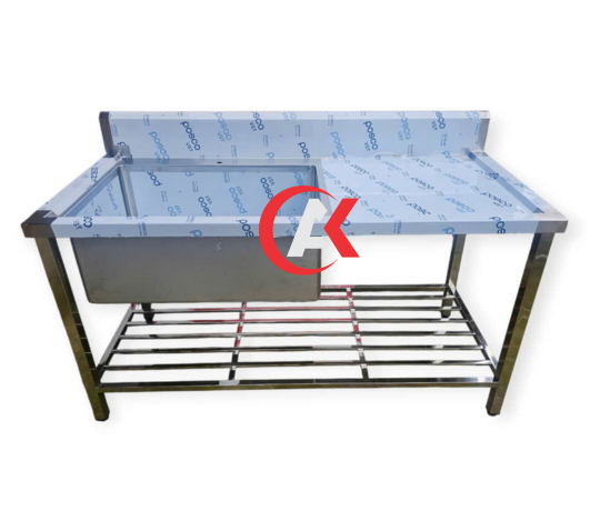 CHẬU RỬA 1 HỌC CÓ BÀN THAO TÁC CÓ KỆ DƯỚI CR03