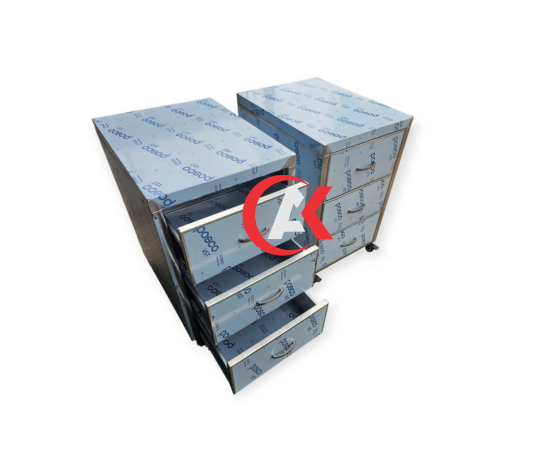 Tủ Inox 3 Ngăn Kéo Có Bánh Xe T16
